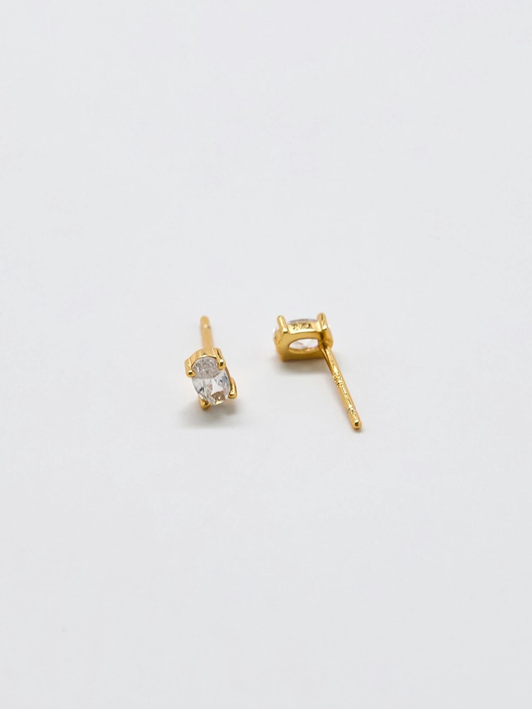 Admiral Row White CZ Oval Stud Earrings