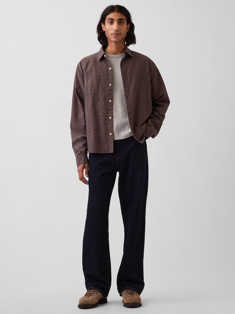 Relaxed Crop Straight-Hem Oxford Shirt