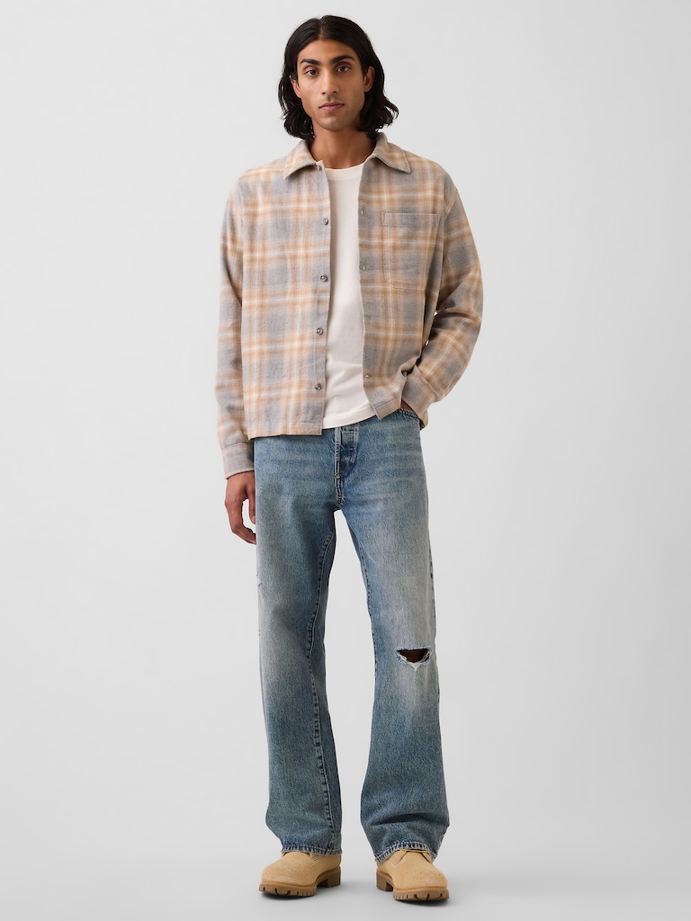 Relaxed Straight-Hem Flannel Shirt