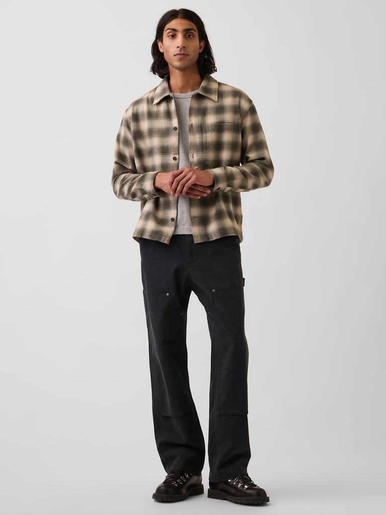 Relaxed Straight-Hem Flannel Shirt