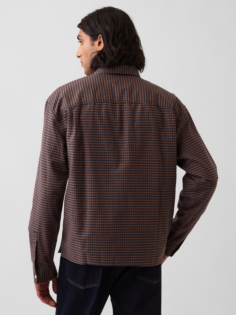 Relaxed Crop Straight-Hem Oxford Shirt