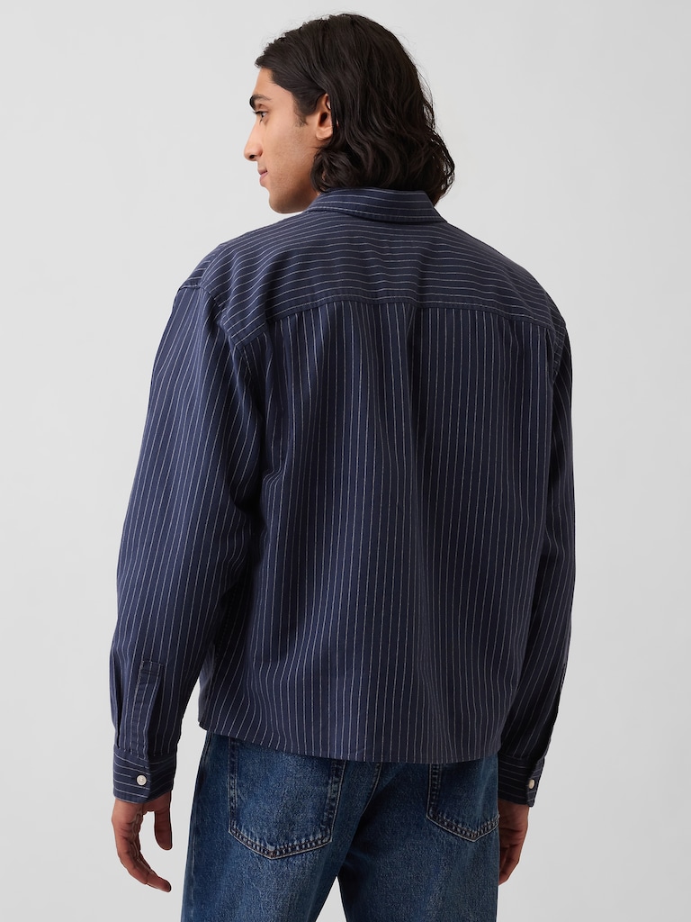 Relaxed Crop Straight-Hem Oxford Shirt
