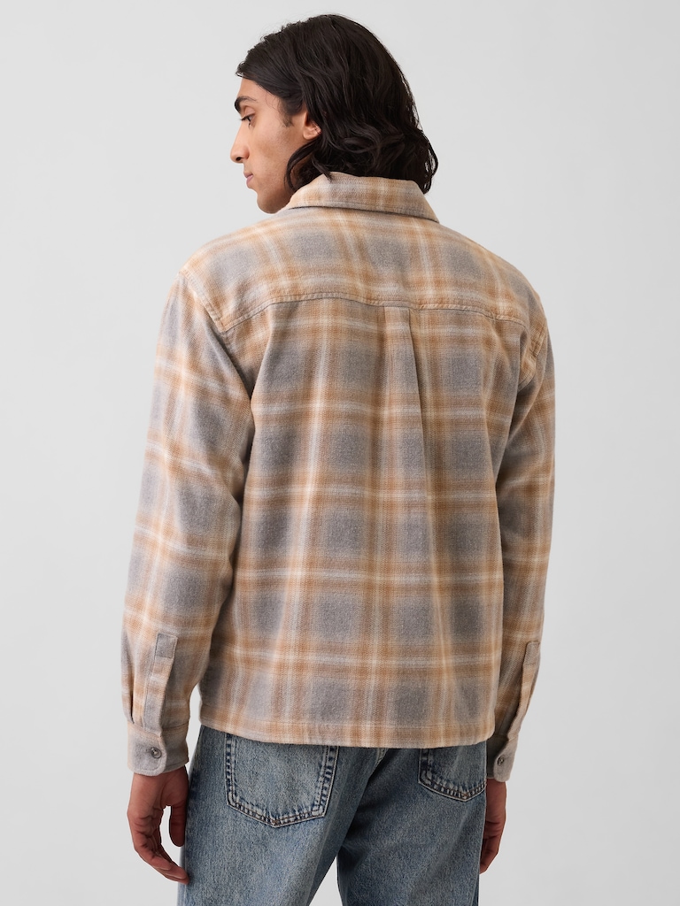 Relaxed Straight-Hem Flannel Shirt