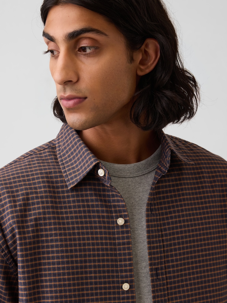 Relaxed Crop Straight-Hem Oxford Shirt