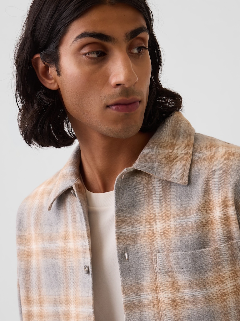 Relaxed Straight-Hem Flannel Shirt