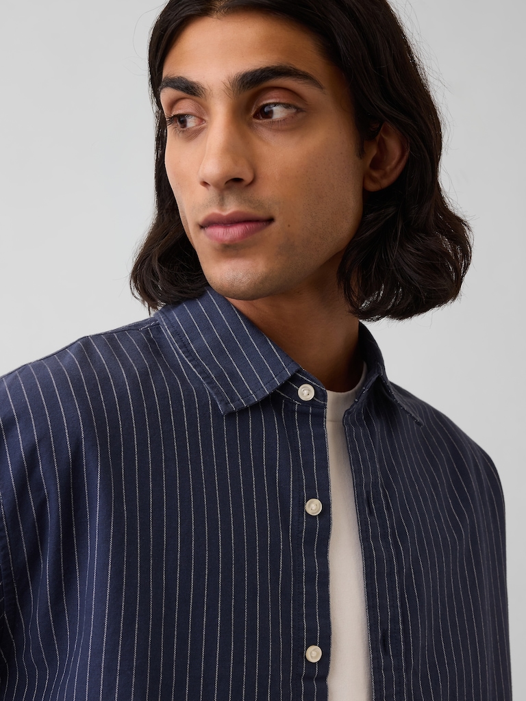 Relaxed Crop Straight-Hem Oxford Shirt