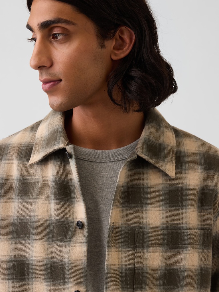 Relaxed Straight-Hem Flannel Shirt
