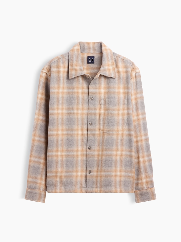 Relaxed Straight-Hem Flannel Shirt