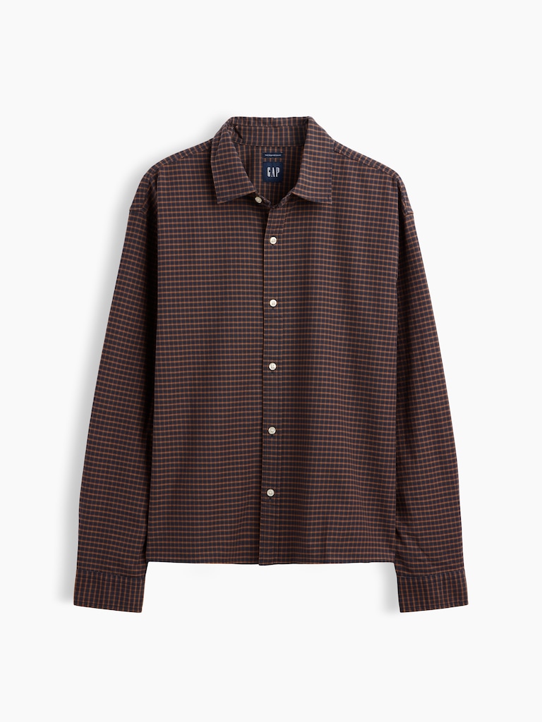 Relaxed Crop Straight-Hem Oxford Shirt
