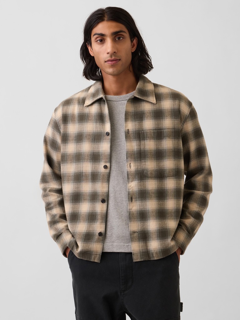 Relaxed Straight-Hem Flannel Shirt