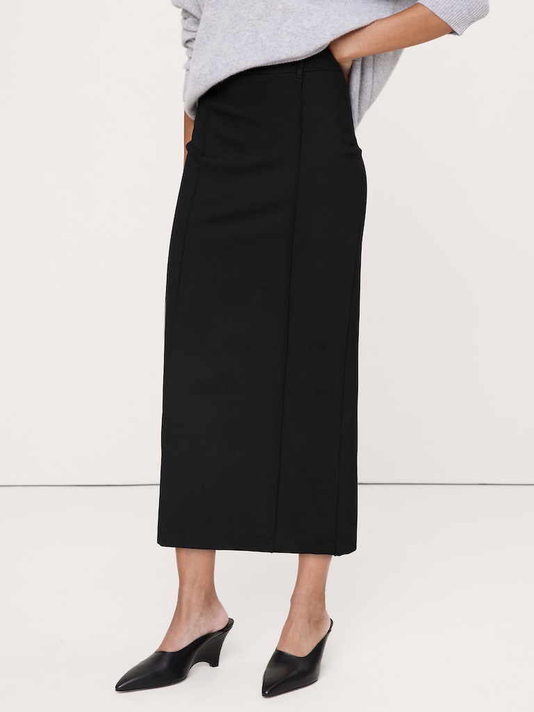 Ponte Pintuck Pencil Skirt