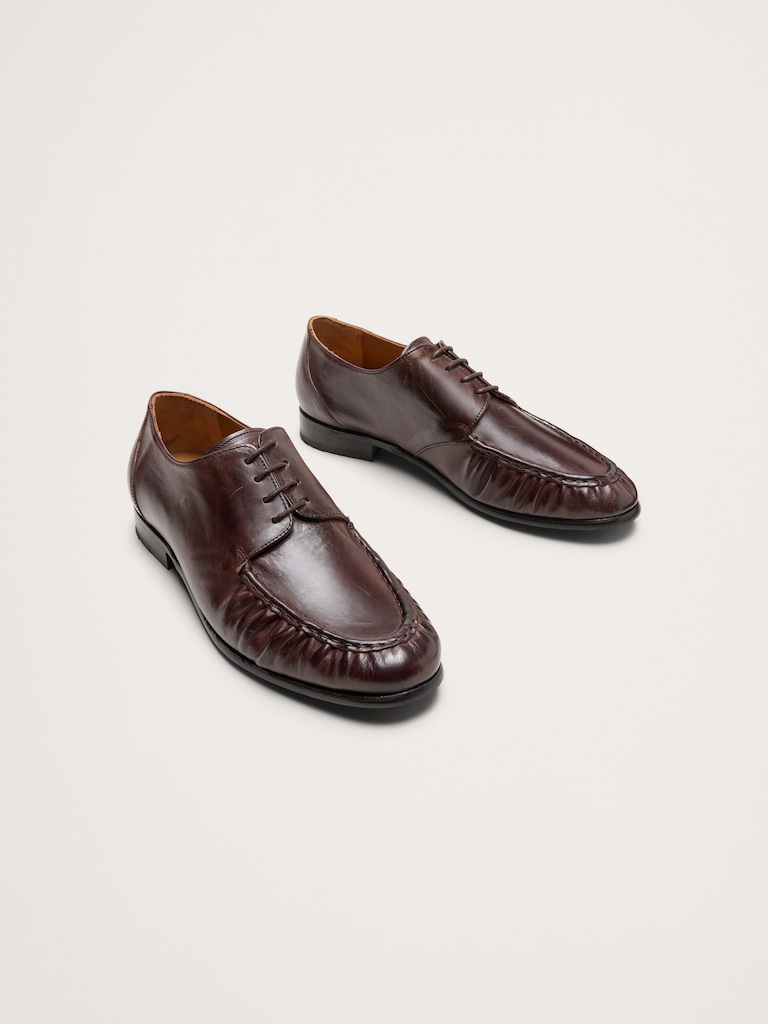 Italian Leather Moc-Toe Derby Loafer