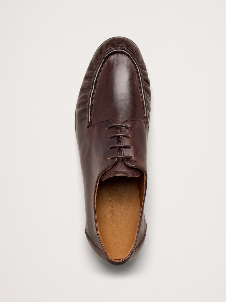 Italian Leather Moc-Toe Derby Loafer