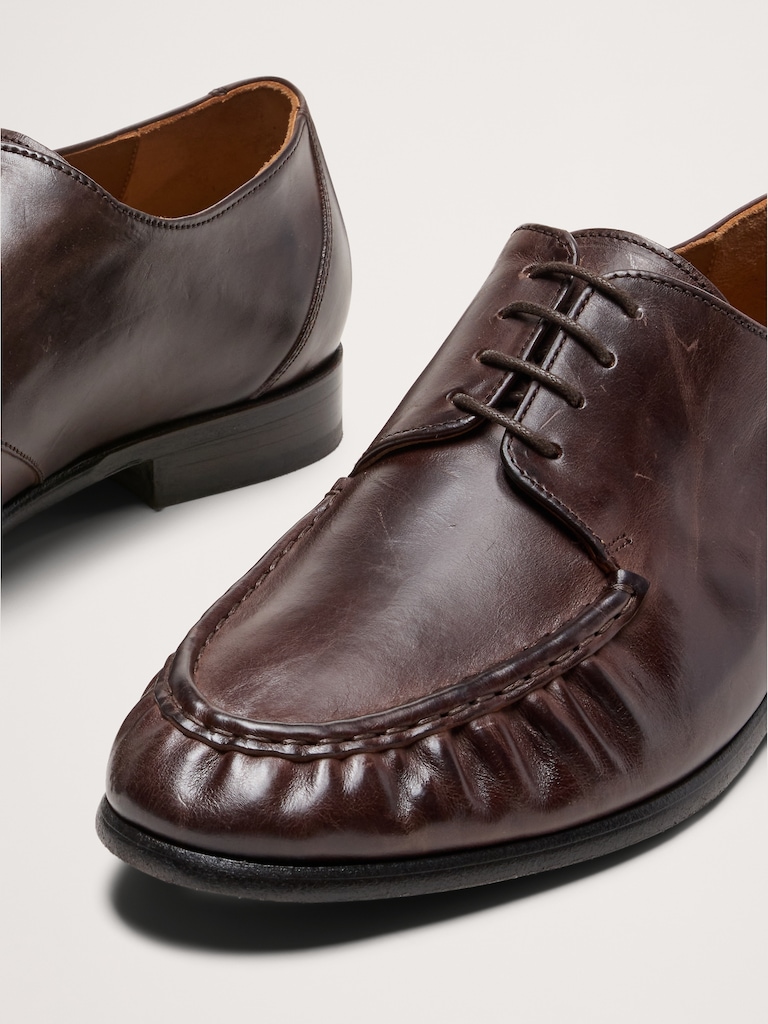 Italian Leather Moc-Toe Derby Loafer