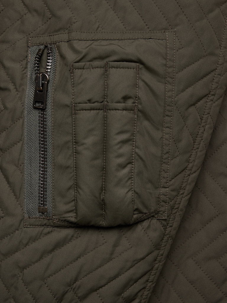 Herringbone Reversible Quilted Bomber Jacket