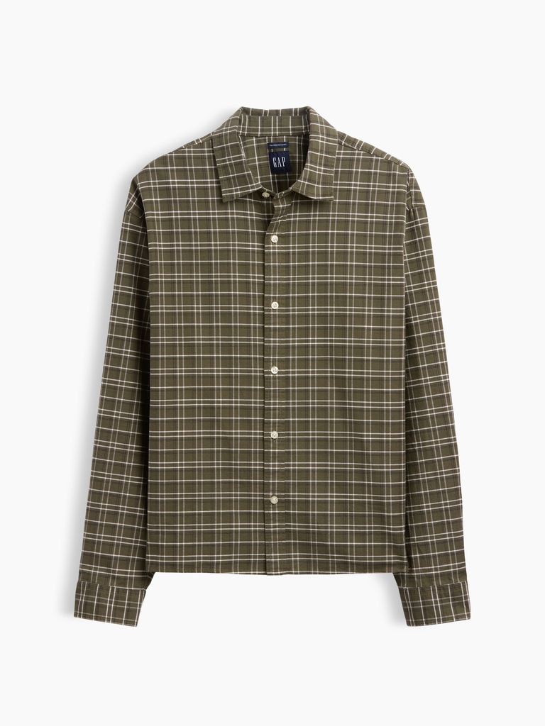 Relaxed Crop Straight-Hem Oxford Shirt
