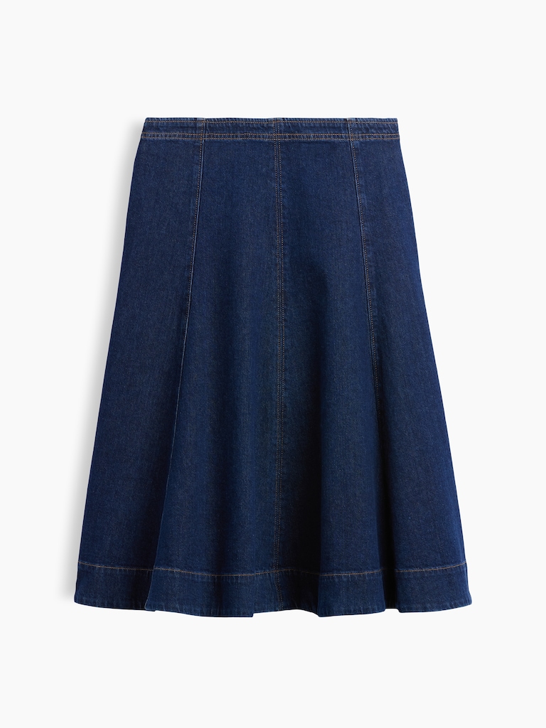 Denim Tulip Midi Skirt
