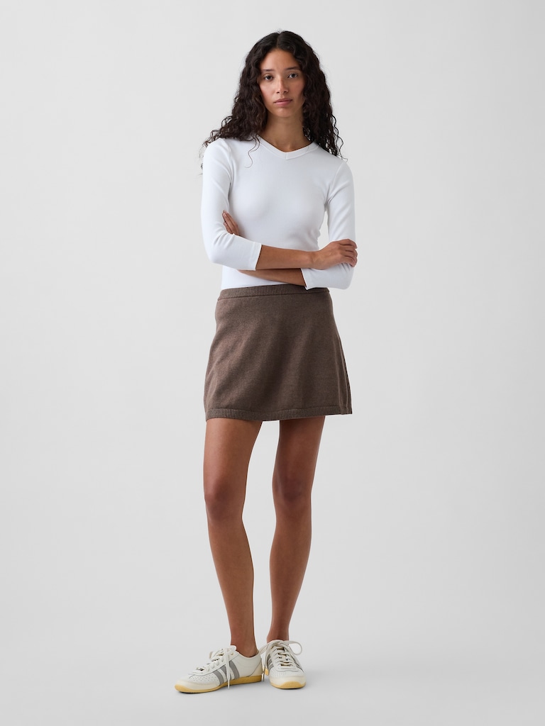 100% Cotton Mini Sweater Skort