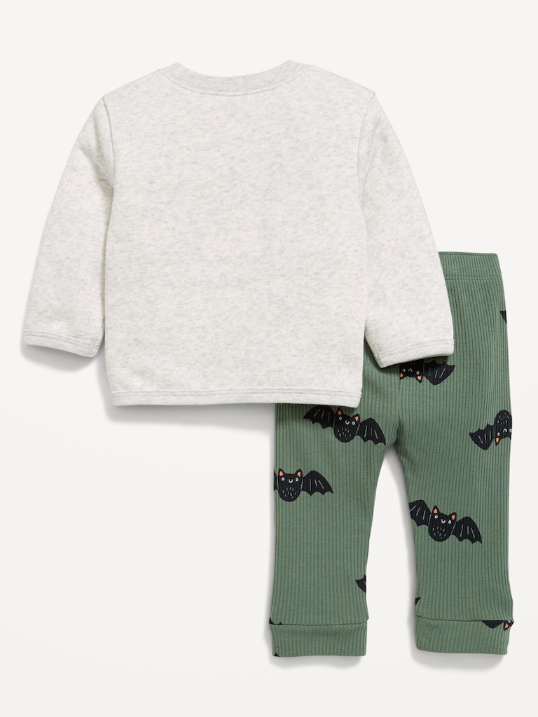 Long-Sleeve Graphic Sweatshirt and Pants Set for Baby
