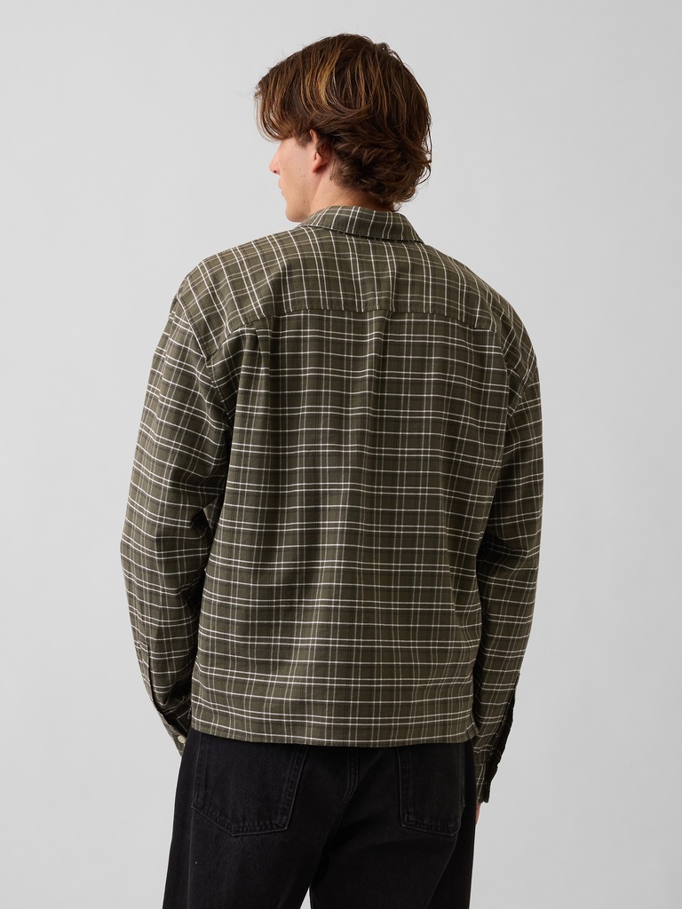 Relaxed Crop Straight-Hem Oxford Shirt