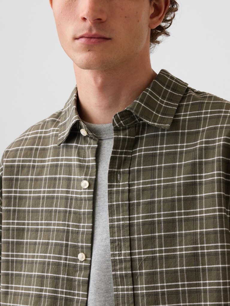 Relaxed Crop Straight-Hem Oxford Shirt