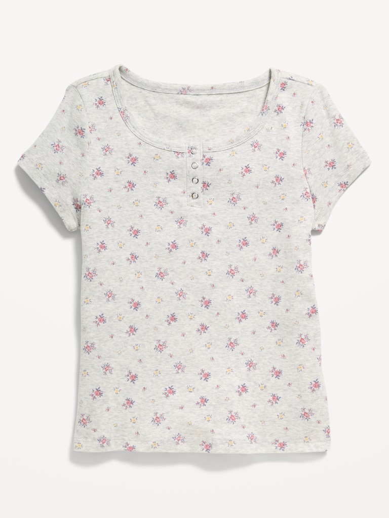 Haut henley à manches courtes pour fille