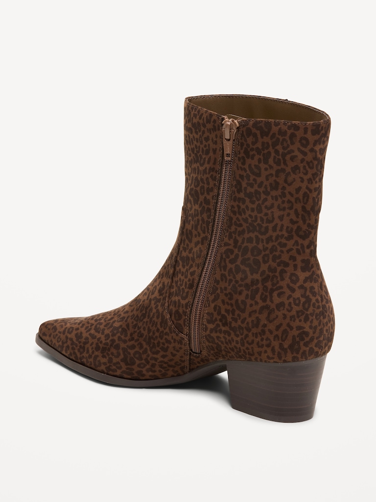 Faux-Suede Low-Heel Booties for Women