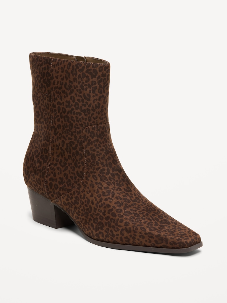 Faux-Suede Low-Heel Booties for Women