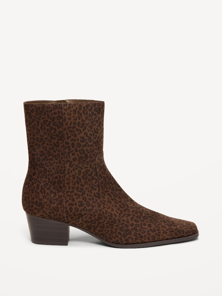 Faux-Suede Low-Heel Booties for Women