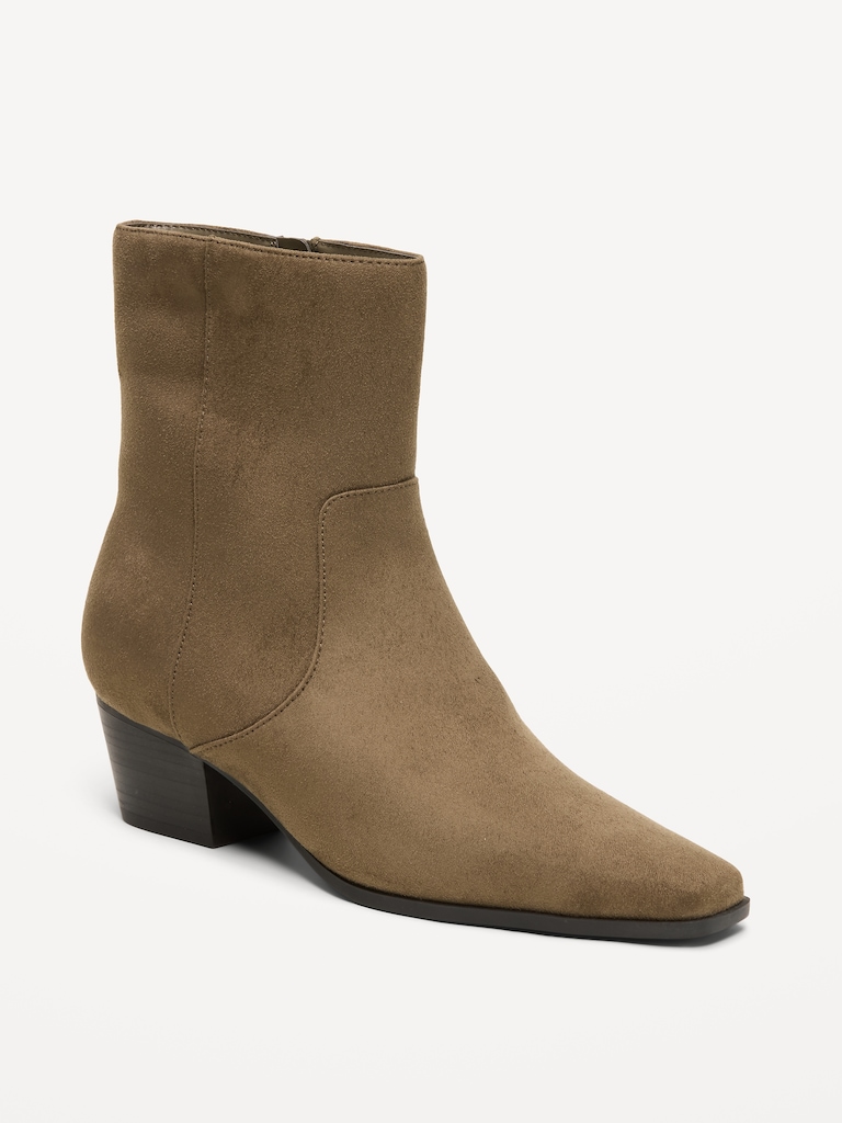 Faux-Suede Low-Heel Booties for Women