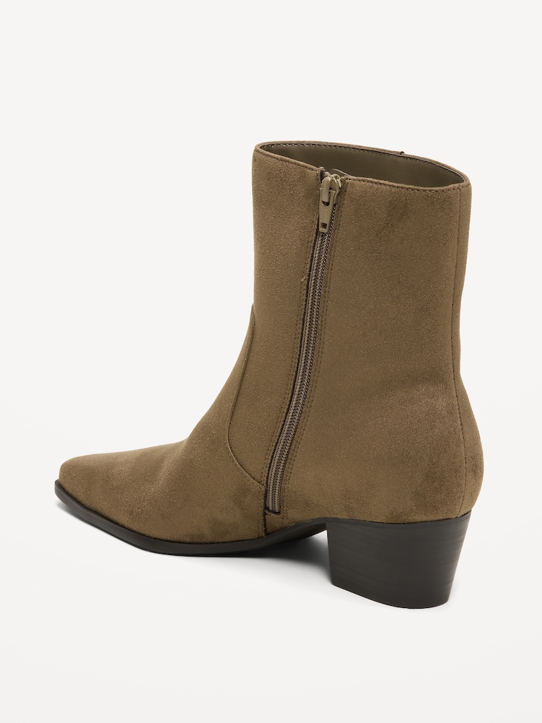 Faux-Suede Low-Heel Booties for Women