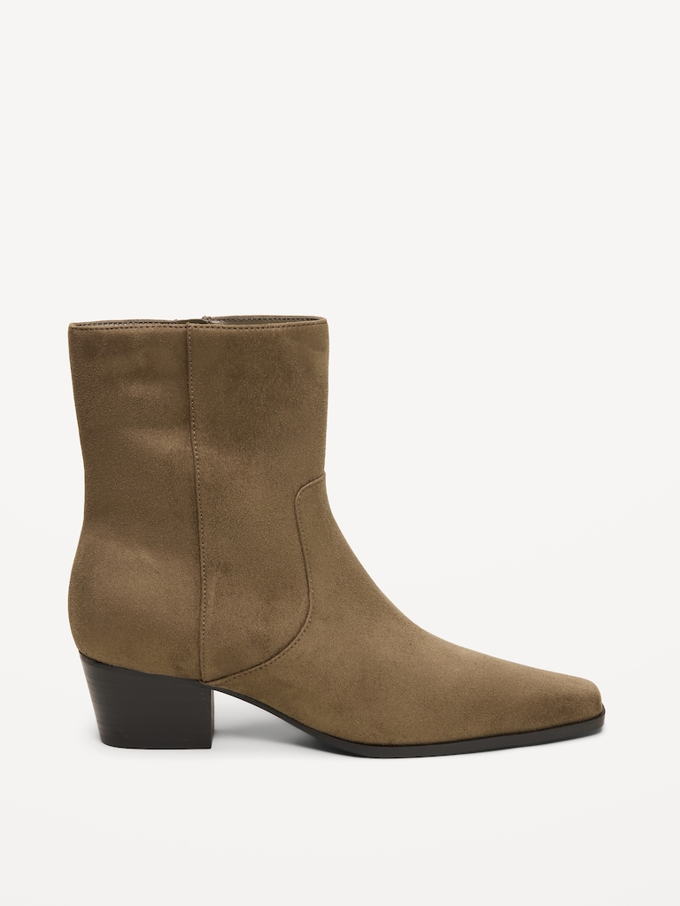 Faux-Suede Low-Heel Booties for Women