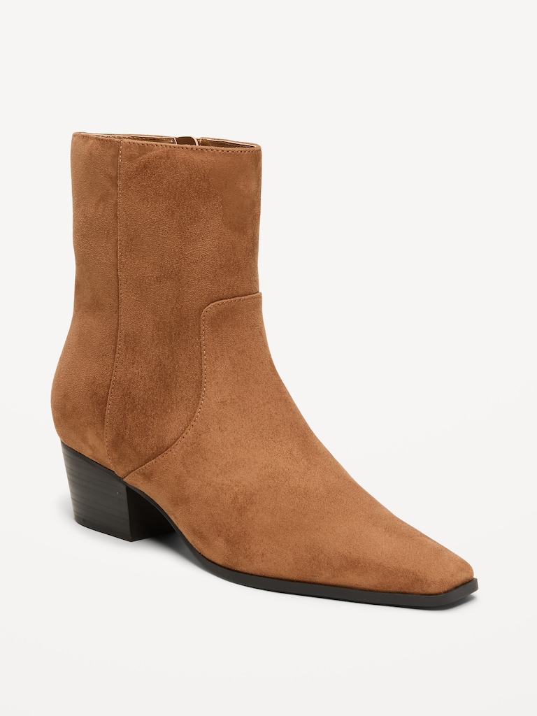 Faux-Suede Low-Heel Booties for Women