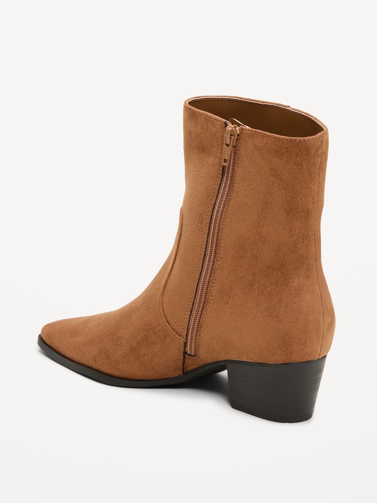 Faux-Suede Low-Heel Booties for Women