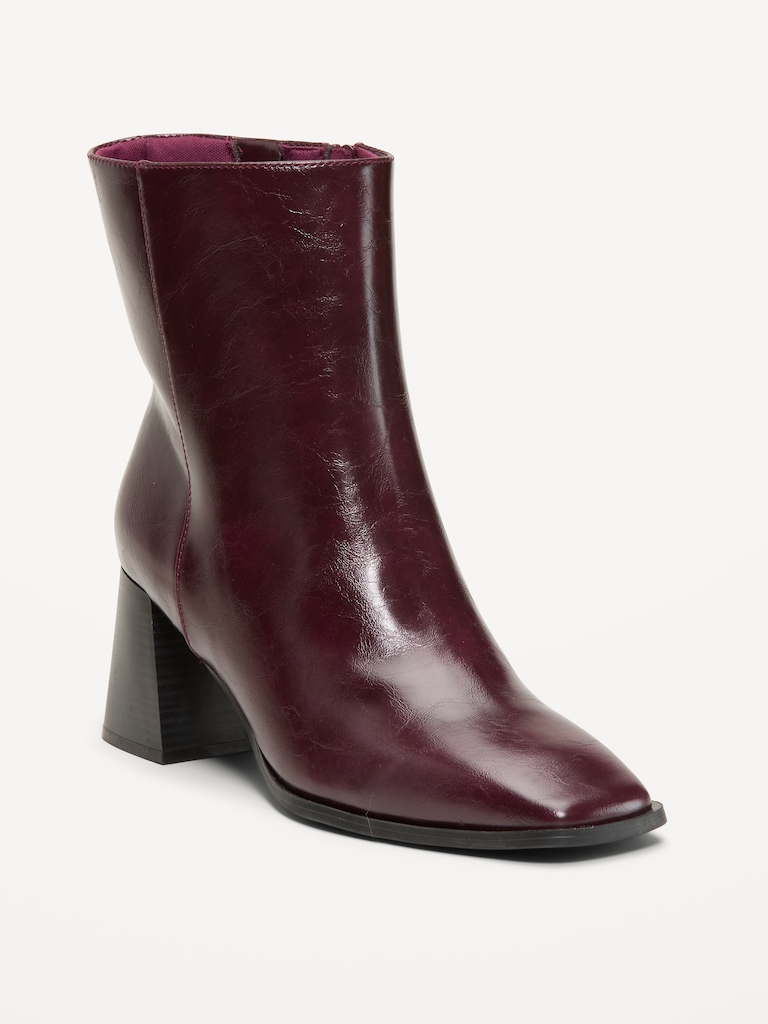 Square-Toe Block-Heel Boots for Women