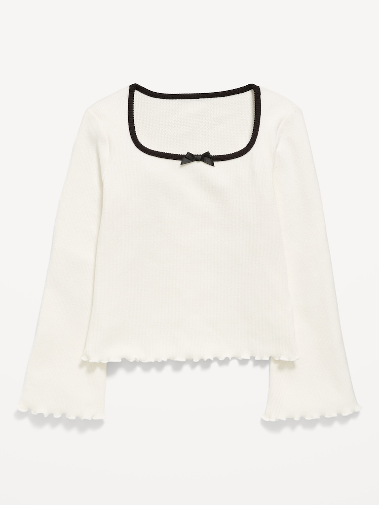 Haut à encolure carrée en tricot gaufré UltraConfo pour fille