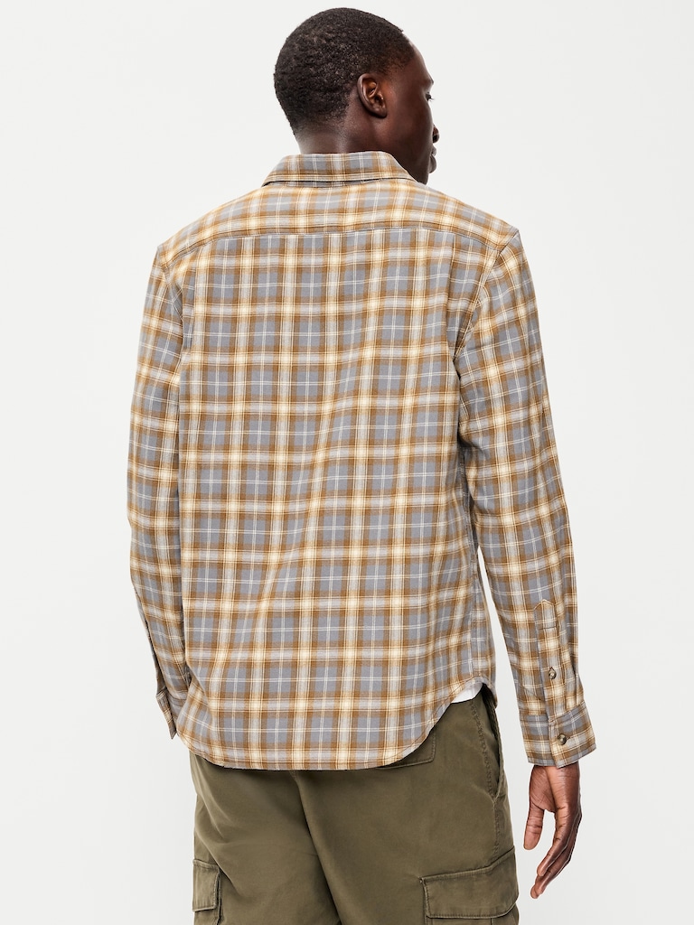 Relaxed Long-Sleeve Plaid Flannel Pocket Shirt