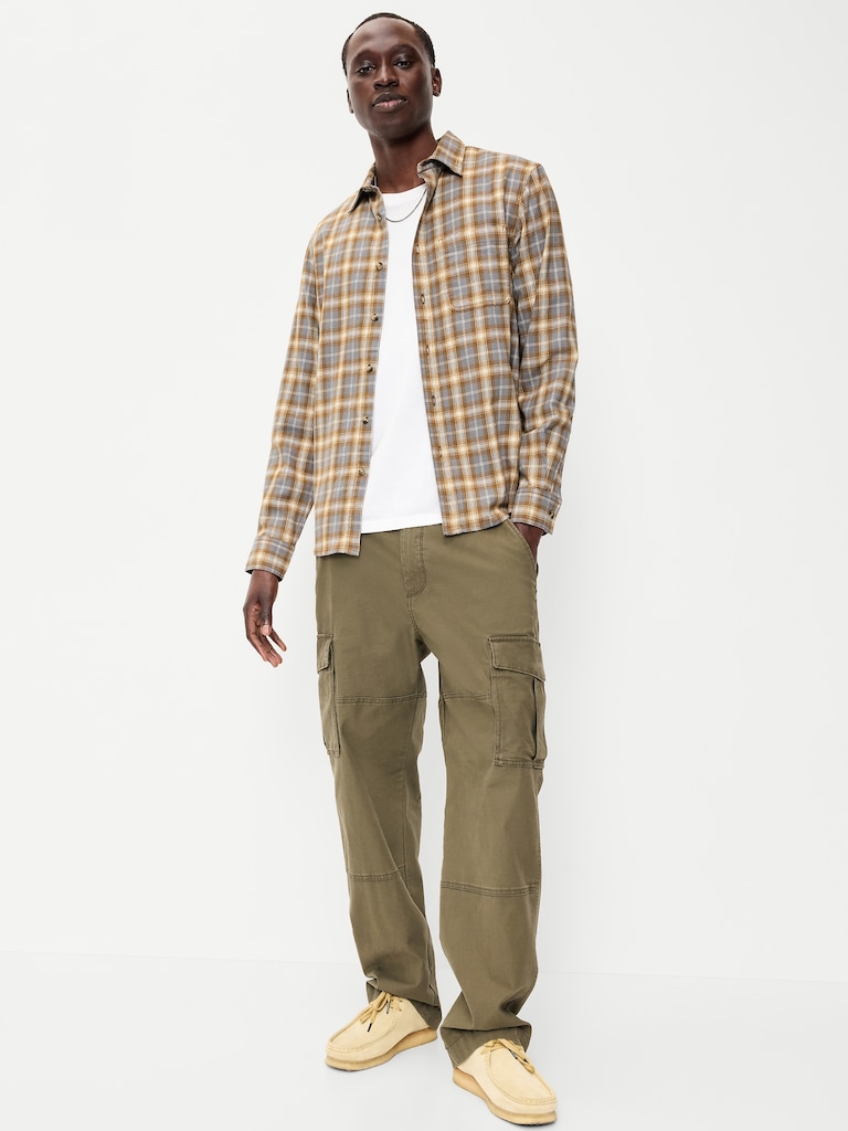 Relaxed Long-Sleeve Plaid Flannel Pocket Shirt