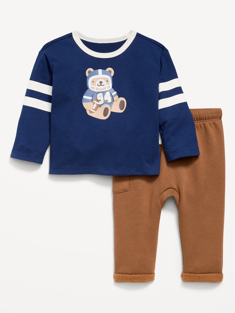 Long-Sleeve Graphic T-Shirt and Sweatpants Set for Baby