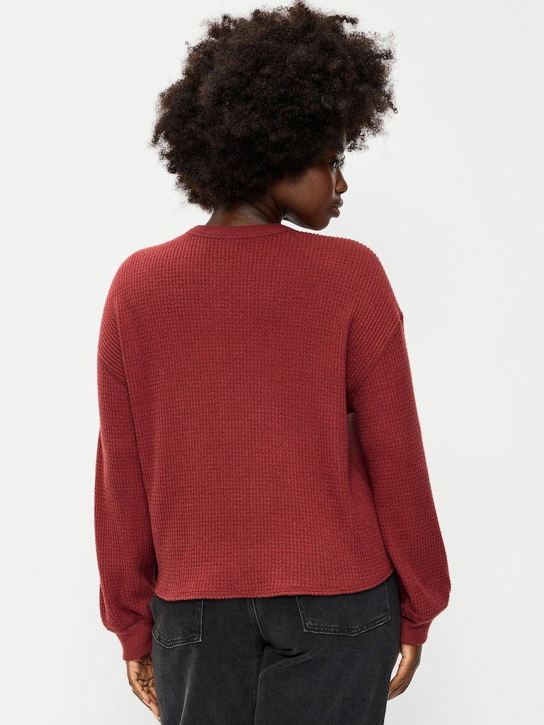 Long-Sleeve Crew-Neck Henley T-Shirt