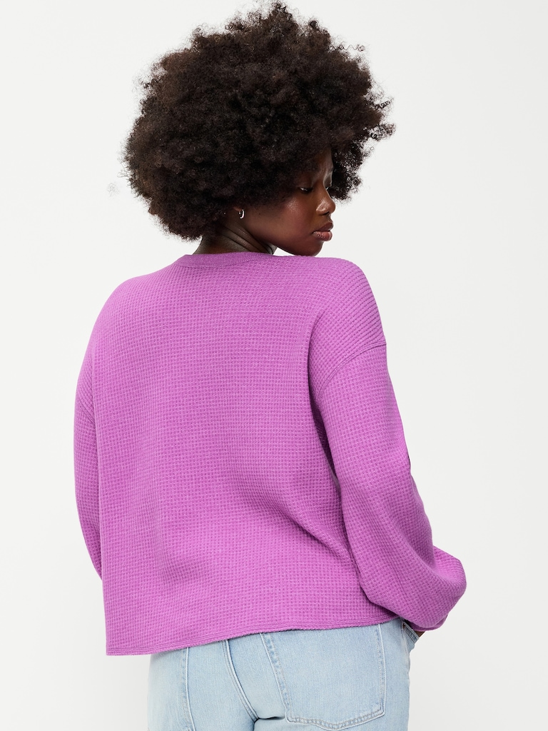 Long-Sleeve Crew-Neck Henley T-Shirt