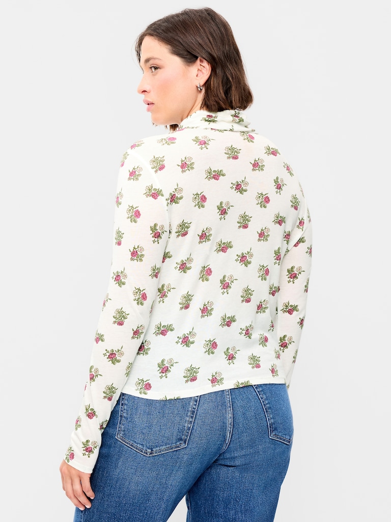 Slim-Fit Printed Turtleneck