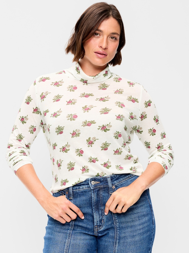 Slim-Fit Printed Turtleneck