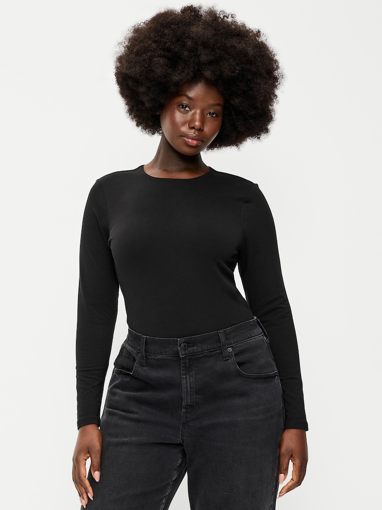 Hug Double-Layer Crew-Neck Long-Sleeve Top