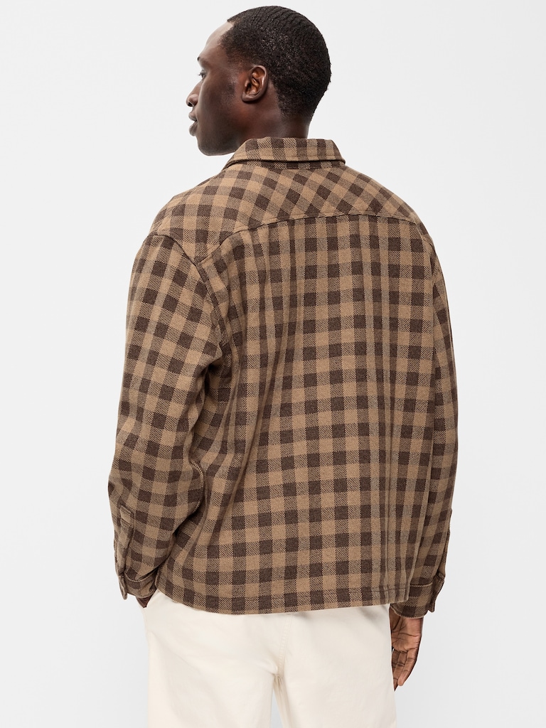 Chemise à manches longues en flanelle épaisse à carreaux avec poche