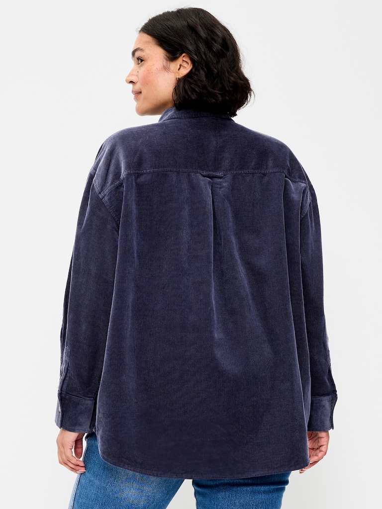 Oversized Boyfriend Button-Down Corduroy Shirt