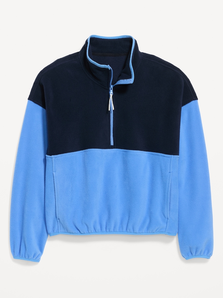 Oversized Half-Zip Cropped Fleece Sweatshirt