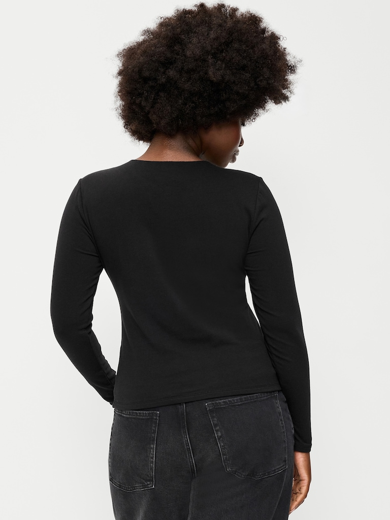Hug Double-Layer Crew-Neck Long-Sleeve Top