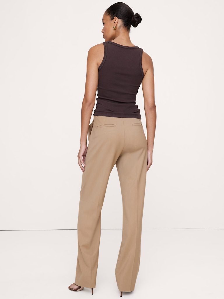 Pantalon droit moderne à taille haute en laine italienne