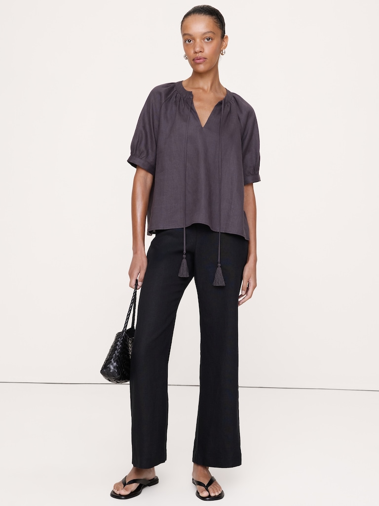 Linen Tassel-Tie Top